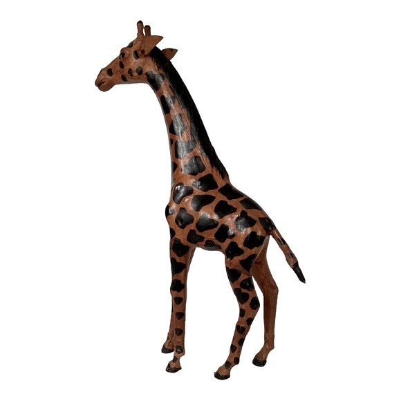 Leather Wrapped Giraffe Figurine Handmade And Painted With Glass Eyes VTG EUC - Picture 11 of 16